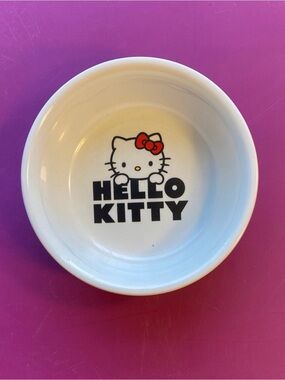 Hello Kitty Ceramic Pet Bowl White Pink Sanrio Cat Dog Food Water Dish Small #2